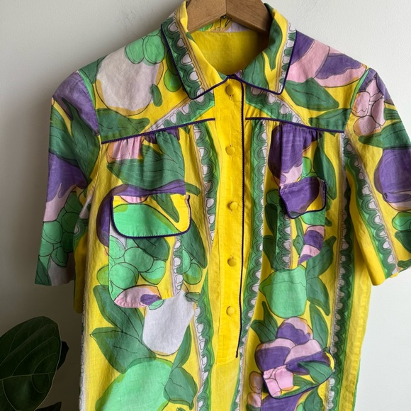 Vintage Livio de Simone Colorful Dress with Floral Pattern Made in Capri Italy - Picture 3 of 11